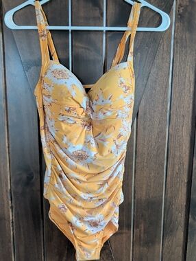 Yellow Floral One-Piece Swimsuit